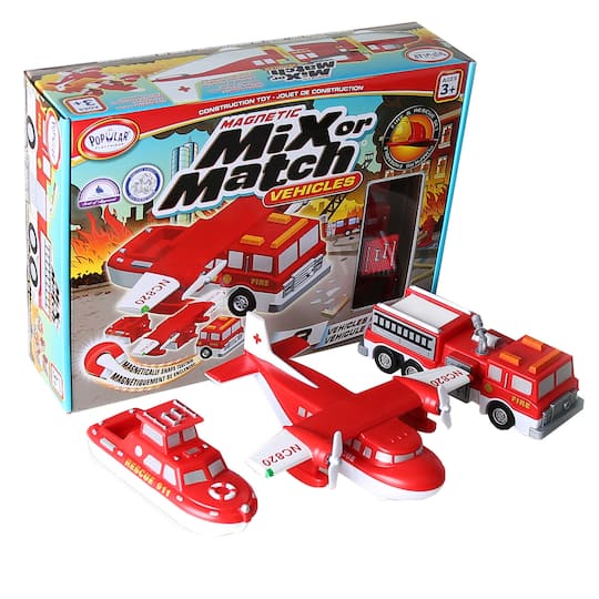 Popular Playthings&#xAE; Magnetic Mix or Match&#xAE; Vehicles, Fire &#x26; Rescue